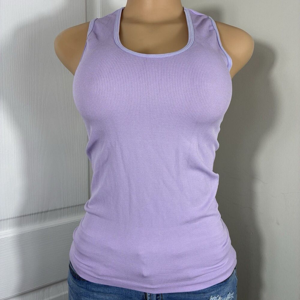 Darong Collection womens tank top one sz Seamless Workout Racerback Lilac Ribbed